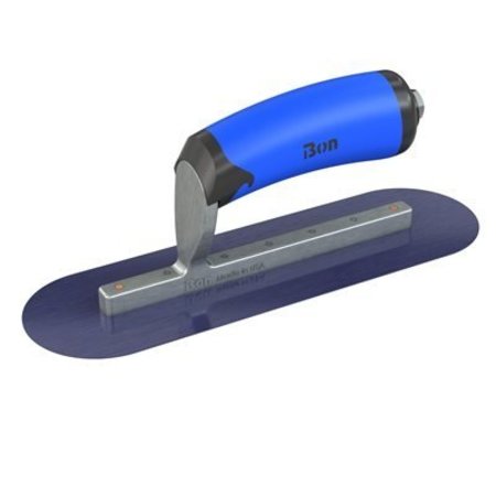 BON TOOL Blue Steel Finishing Trowel - Round End - 10-1/2" x 3" with Comfort Wave Handle 67-148